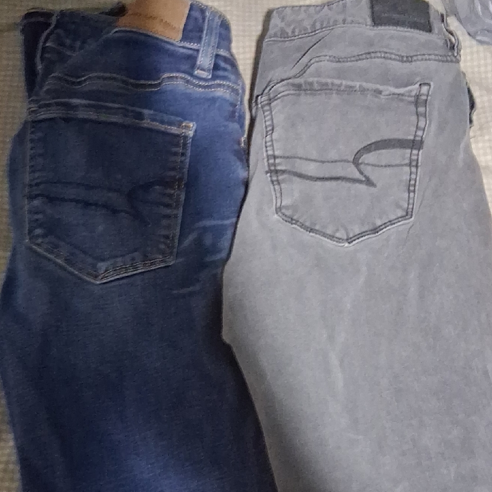 American Eagle Outfitters Blue and Gray Skinny Jeans